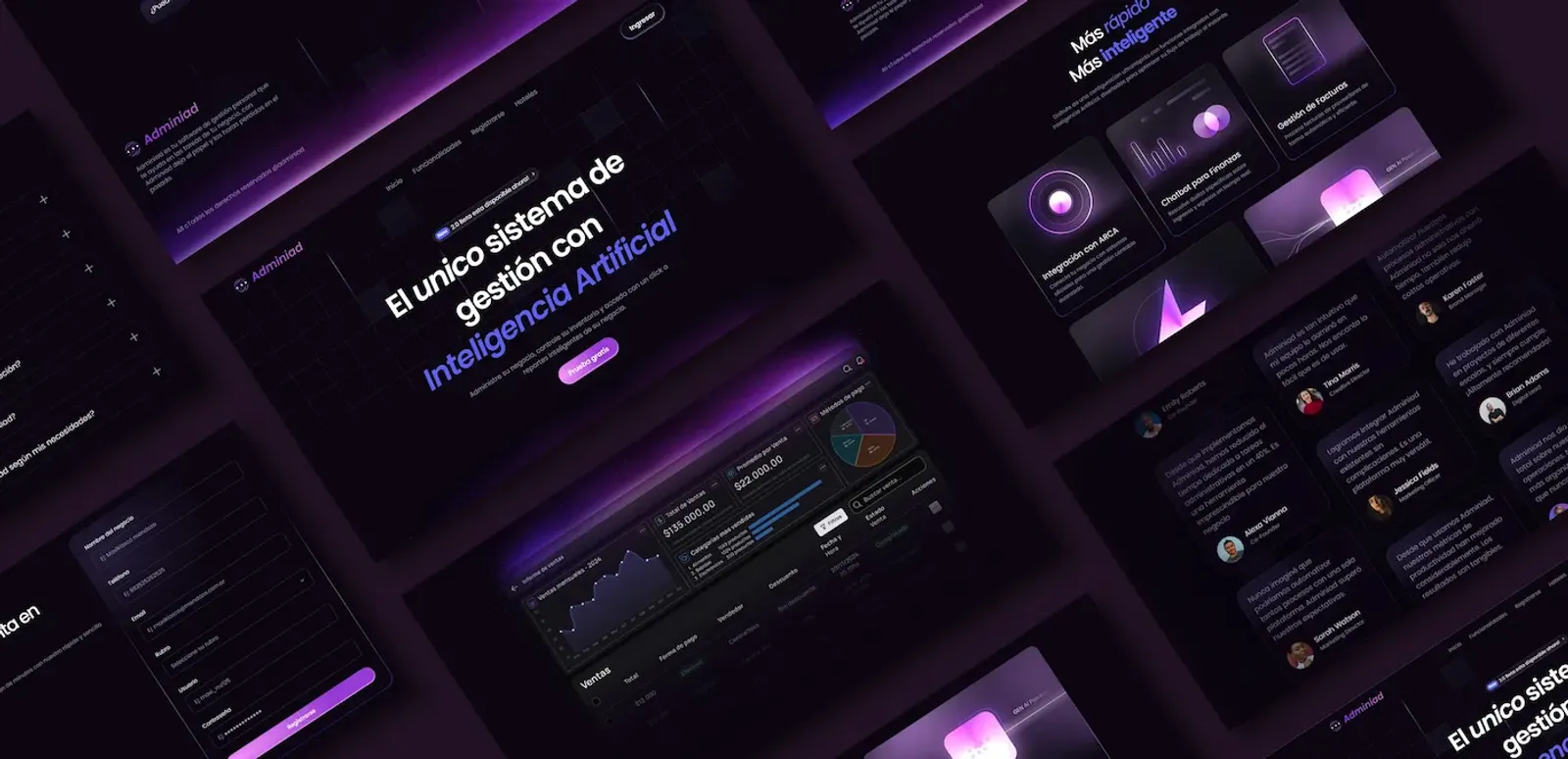 Composición de imagenes de la landing page de Adminiad
