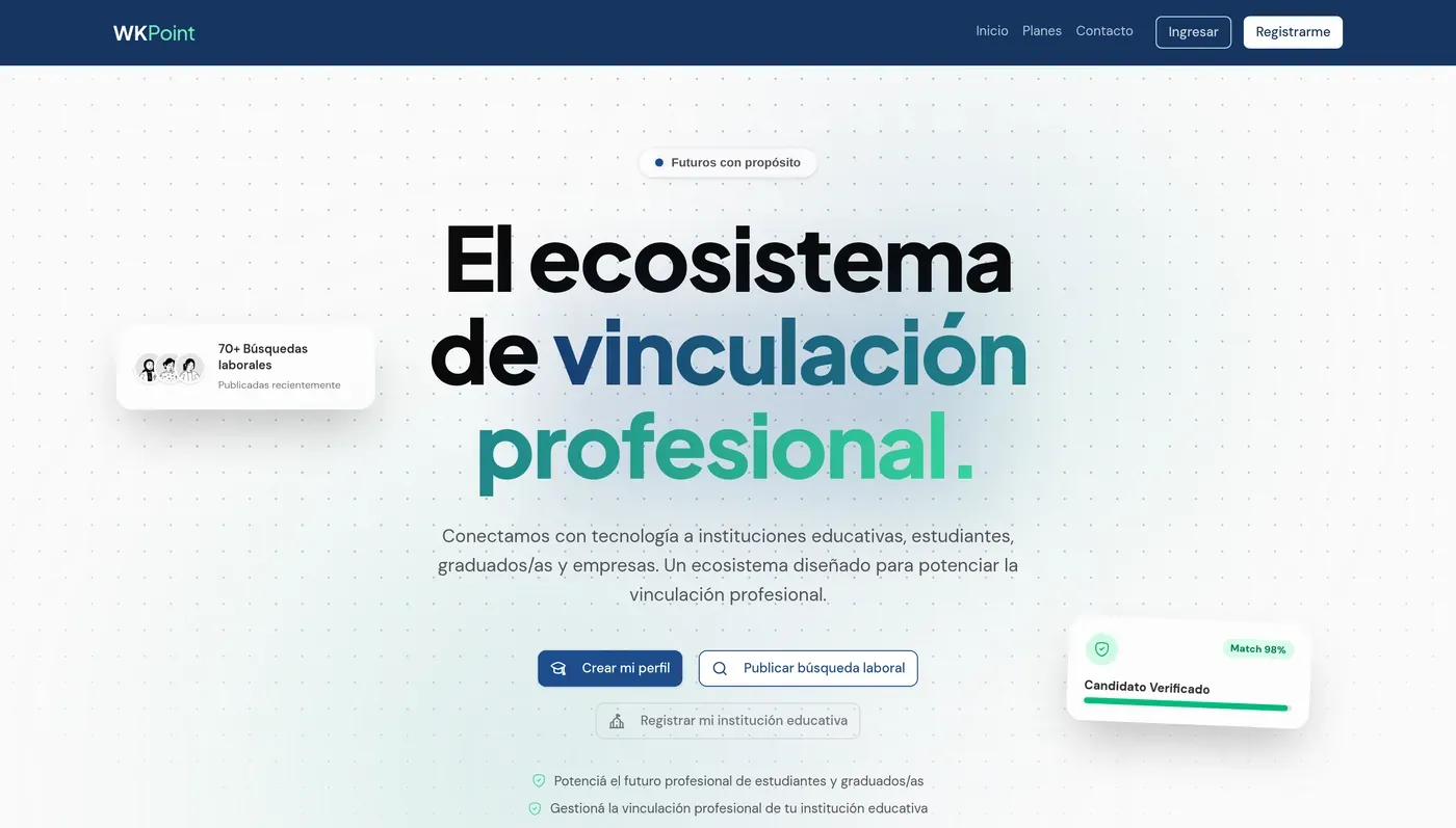 Landing de WK Point: el ecosistema de vinculación profesional