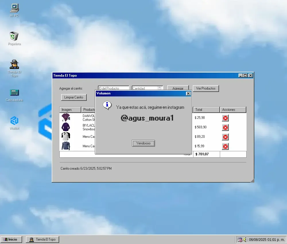 Sistema de alertas estilo Windows 98 con notificaciones