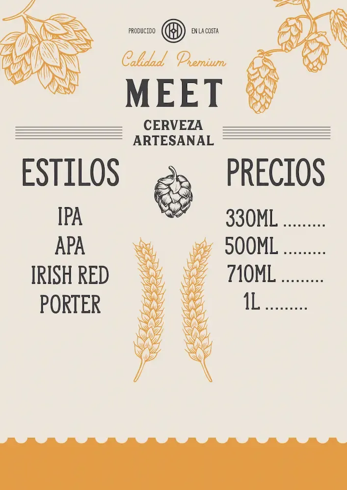 Menú de estilos y precios