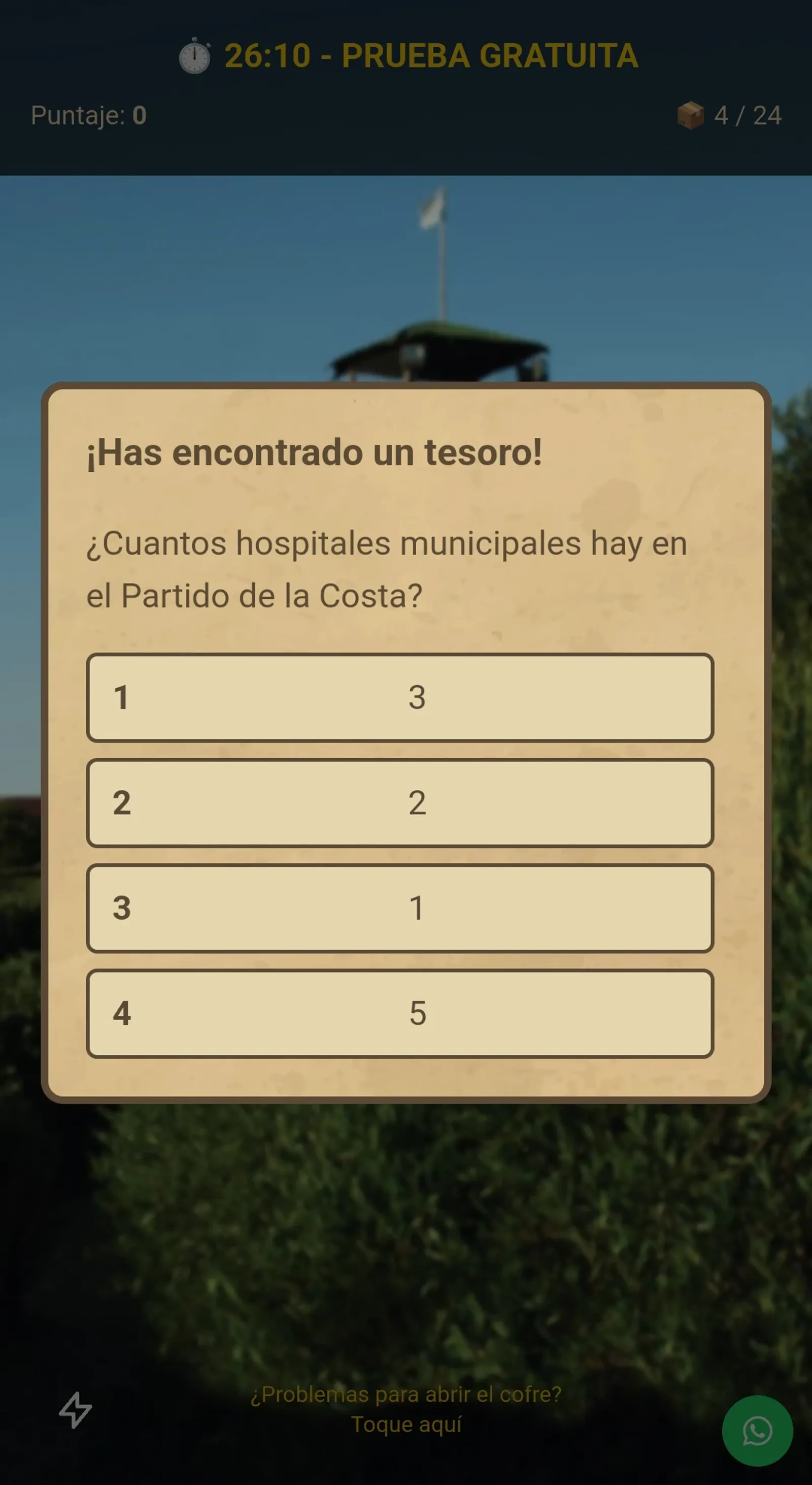 Captura del juego mostrando las preguntas interactivas